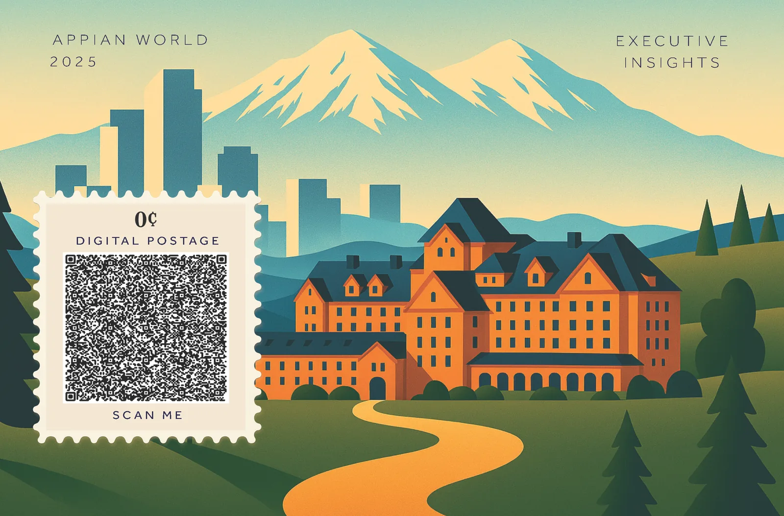 Executive Insights promotional postcard, front — Appian World 'Be part of the process' branding adapted for the Executive Insights track